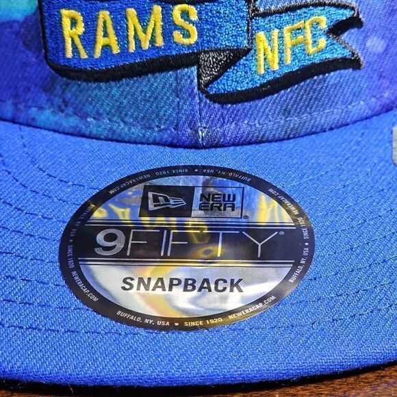 Los Angeles Rams New Era Sideline Ink Dye Snapback Cap Blue White 9Fifty 950 New - Picture 4 of 10